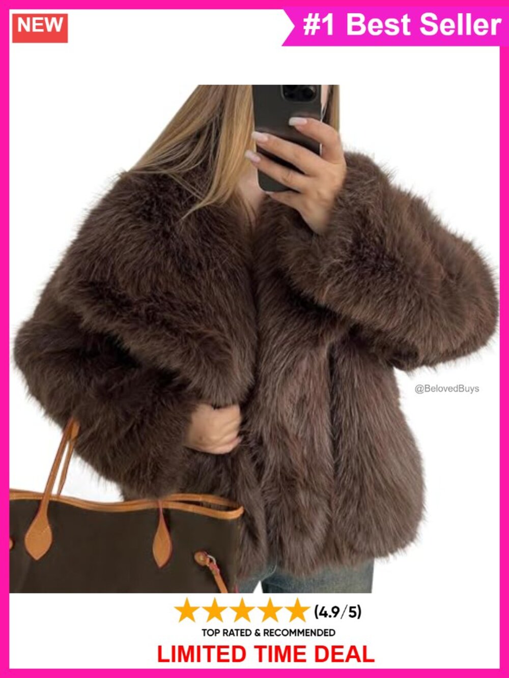 Cropped Fluffy Faux Fur Coat Open Front Long Sleeve Jacket Pockets